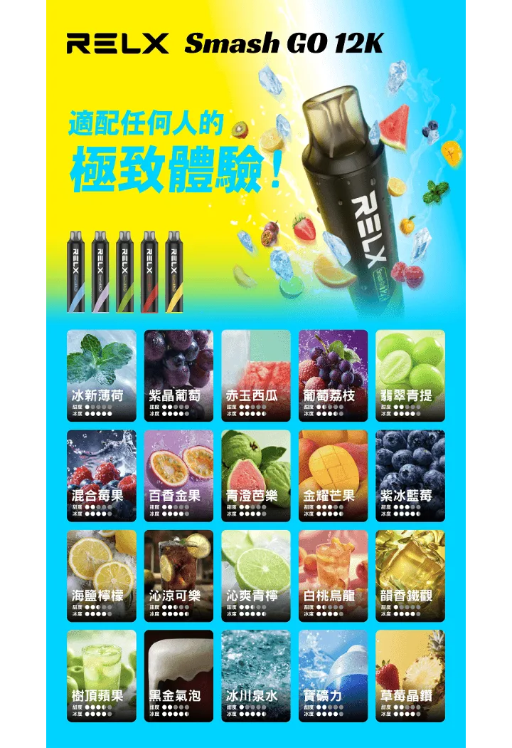 RELX悅刻電子煙一次性抛棄式Smash Go 12000口【10種風味】：圖片 4
